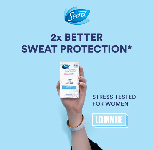 Secret - Clinical Antiperspirant - 2x Better Sweat Protection Stress-tested for women logo and title image